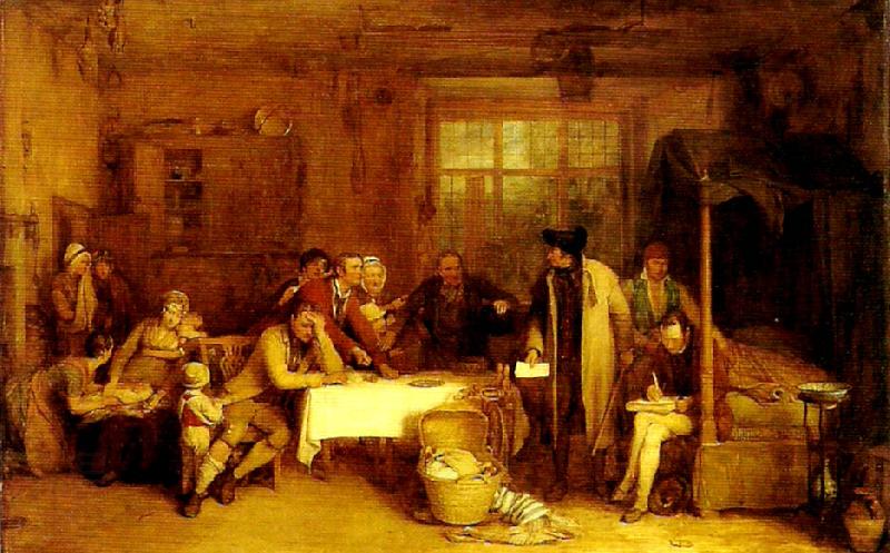 Sir David Wilkie distraining for rent oil painting picture